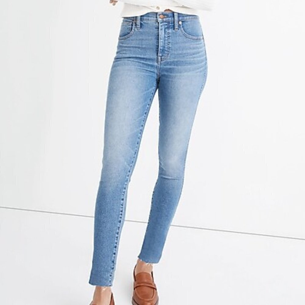 Madewell Light Wash 10" High Rise Raw Hem Skinny Jeans